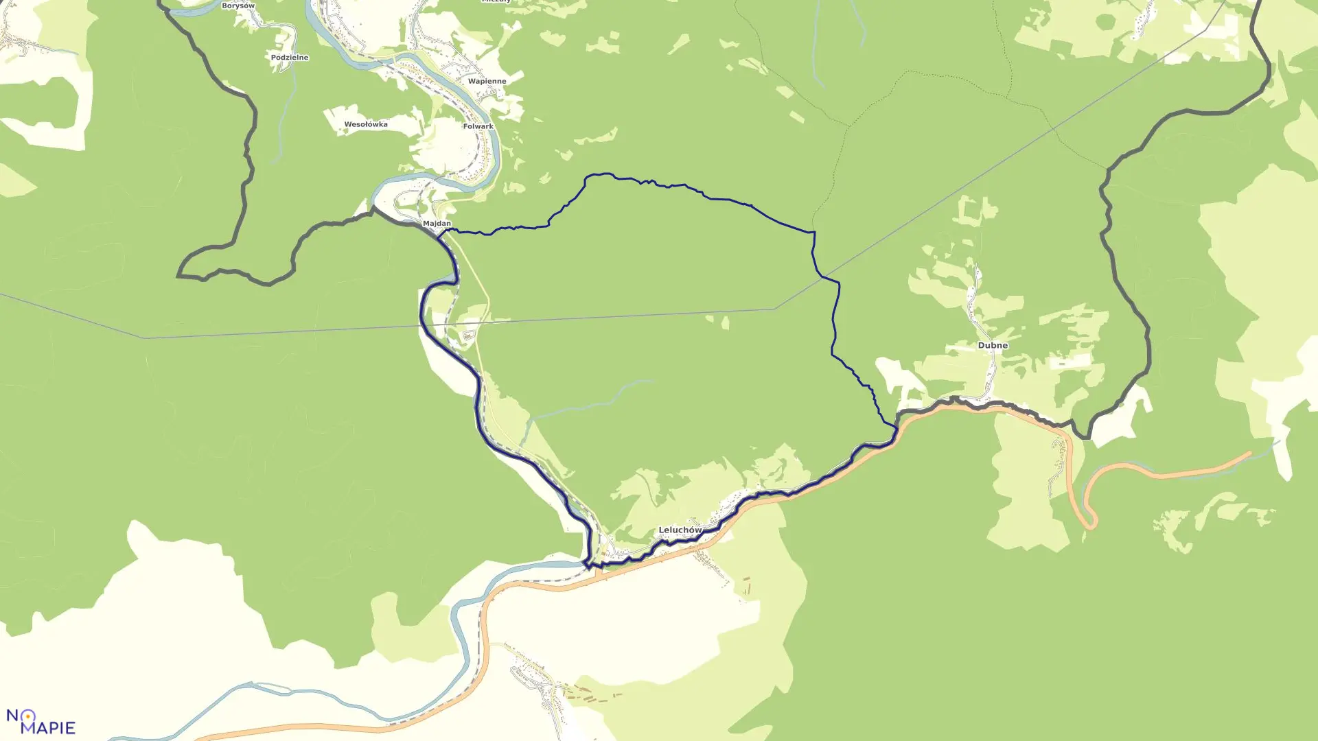 Mapa obrębu Leluchów w gminie Muszyna